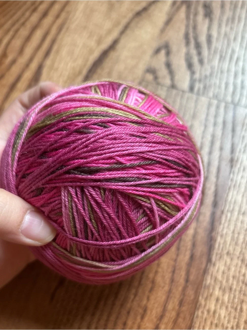 Yarn Fingering Hand Dyed Wool Blend 100g Pink Brown Knitting Crochet Handmade